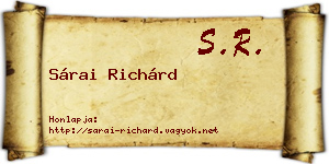 Sárai Richárd névjegykártya